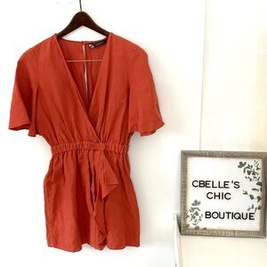 Zara Flutter Sleeve Romper in Burnt Orange Sz M